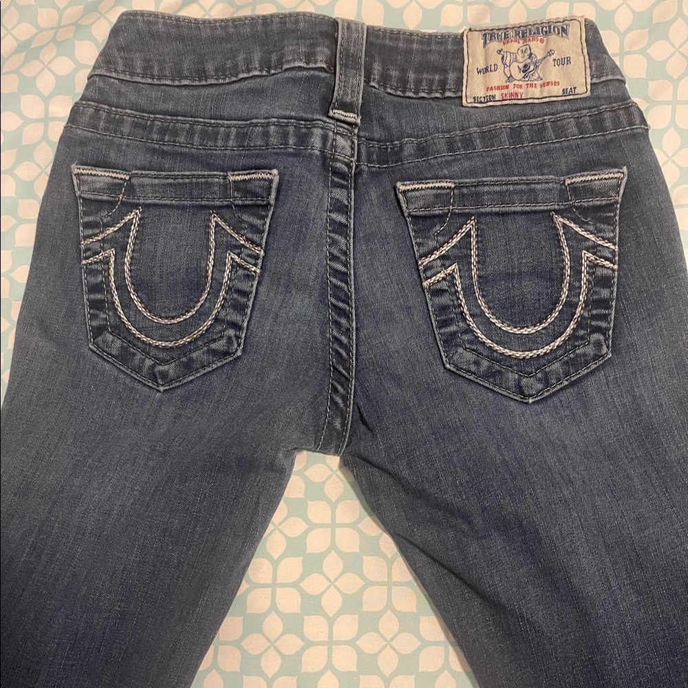 True Religion jeans. Waist 24. Low Rise (7). Inseam 29.